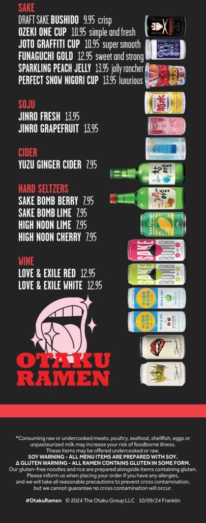 241009 otaku qr franklin menu 7 drinks2 footer q4