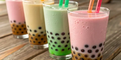 Refreshing boba tea with tapioca pearls.