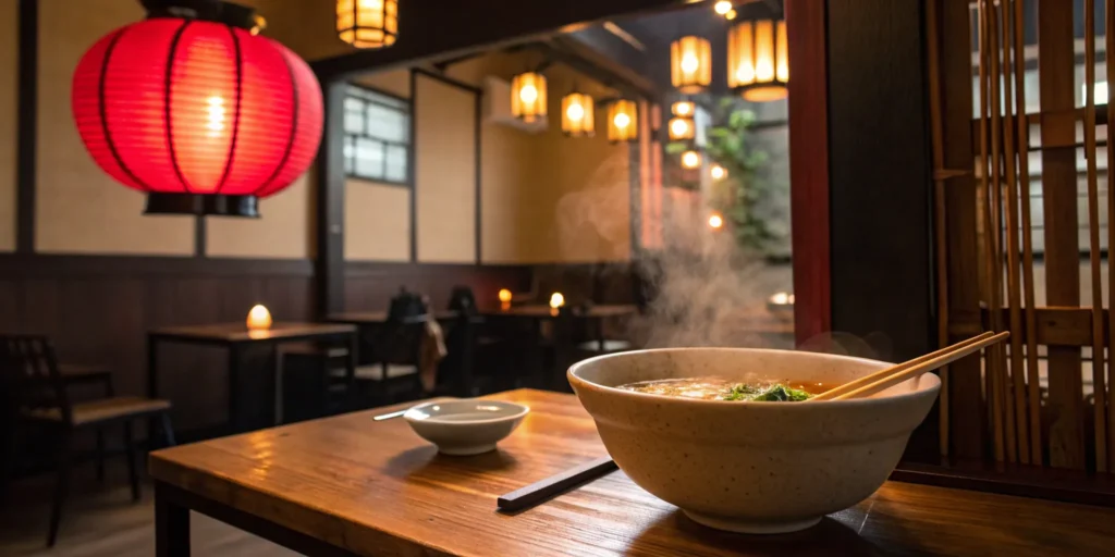 Ramen bowl in a restaurant.